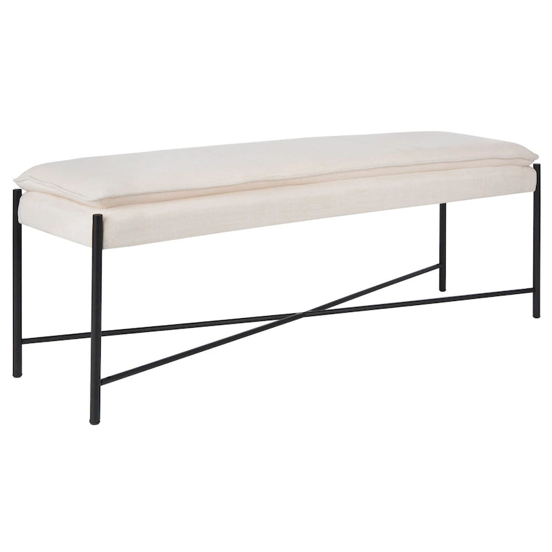 Banc ottoman rembourré X-Bench, 127 cm de large, capitonné, pour chambre et entrée