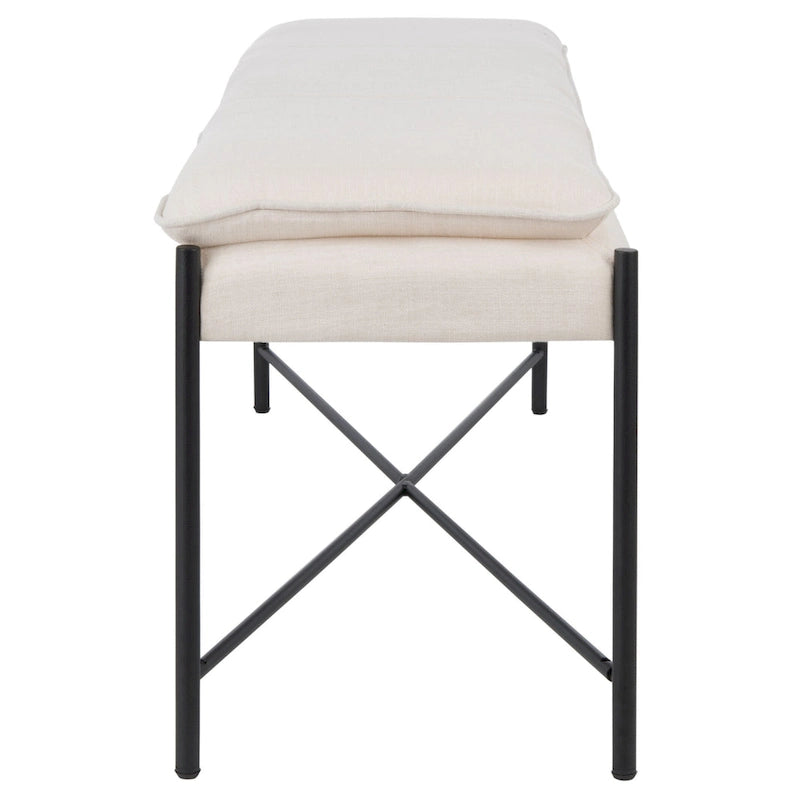 Banc ottoman rembourré X-Bench, 127 cm de large, capitonné, pour chambre et entrée