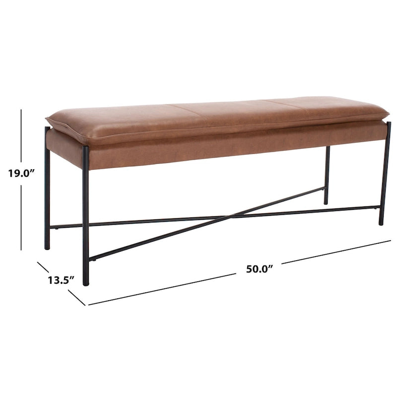 Banc ottoman rembourré X-Bench, 127 cm de large, capitonné, pour chambre et entrée