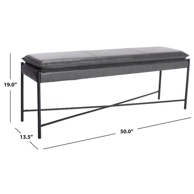 Banc ottoman rembourré X-Bench, 127 cm de large, capitonné, pour chambre et entrée