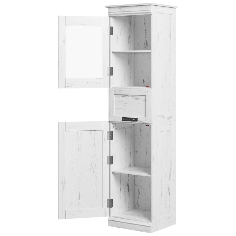 Tall Bathroom Cabinet, Narrow Storage Cabinet with Doors and Adjustable Shelf