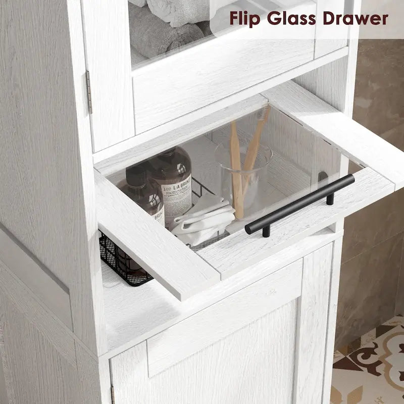 Tall Bathroom Cabinet, Narrow Storage Cabinet with Doors and Adjustable Shelf