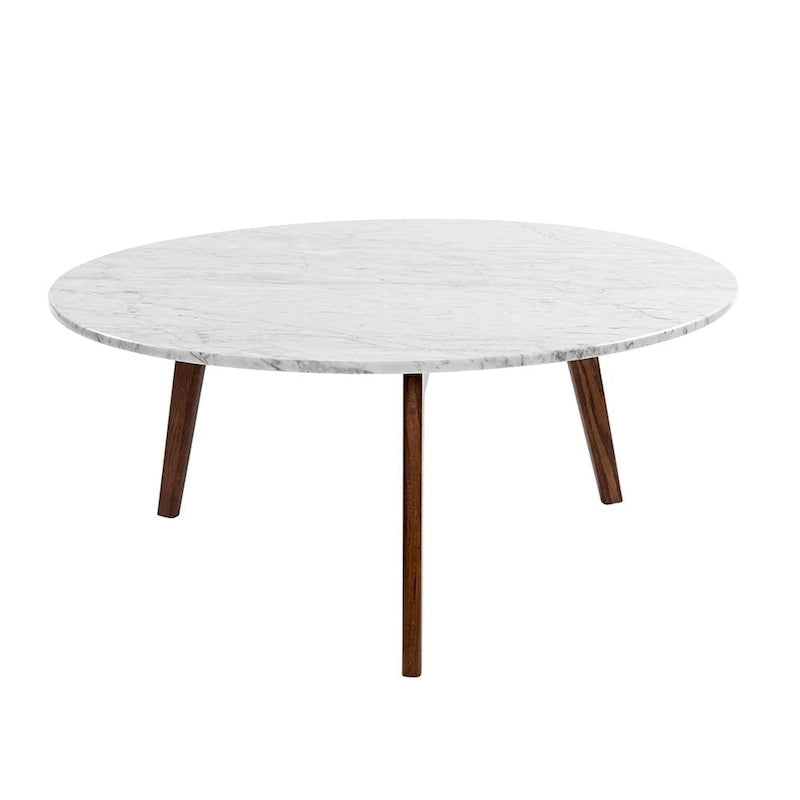 Table Basse Ronde en Marbre Blanc de Carrare Italien – Élégante Pièce Maîtresse de Luxe pour Salon Moderne