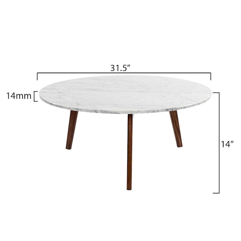 Table Basse Ronde en Marbre Blanc de Carrare Italien – Élégante Pièce Maîtresse de Luxe pour Salon Moderne