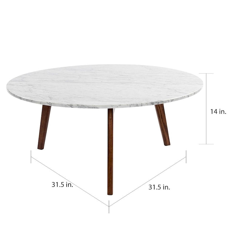 Table Basse Ronde en Marbre Blanc de Carrare Italien – Élégante Pièce Maîtresse de Luxe pour Salon Moderne