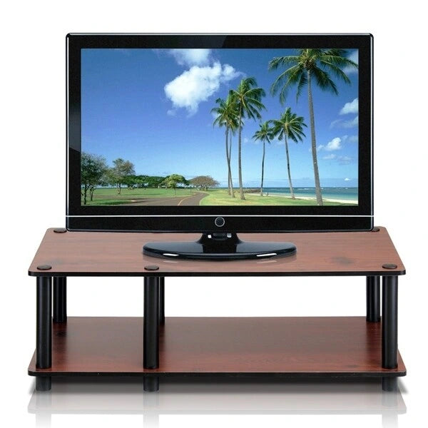Meuble TV Mid-Century à 3 Niveaux de Rangement, sans Outils, pour TV jusqu'à 32 Pouces
