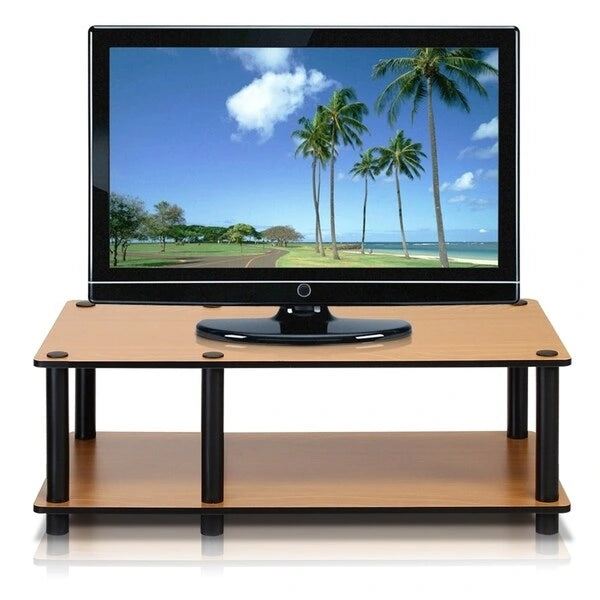 Meuble TV Mid-Century à 3 Niveaux de Rangement, sans Outils, pour TV jusqu'à 32 Pouces