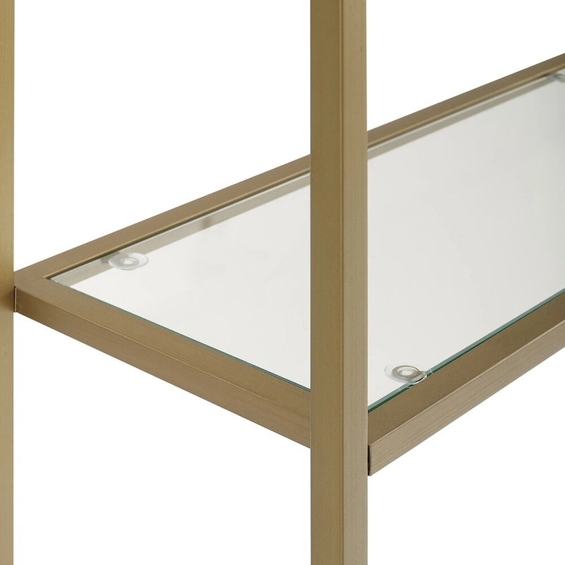 Art Deco Over-the-Toilet Space Saver with 3 Tempered Glass Shelves, Gold Steel Frame