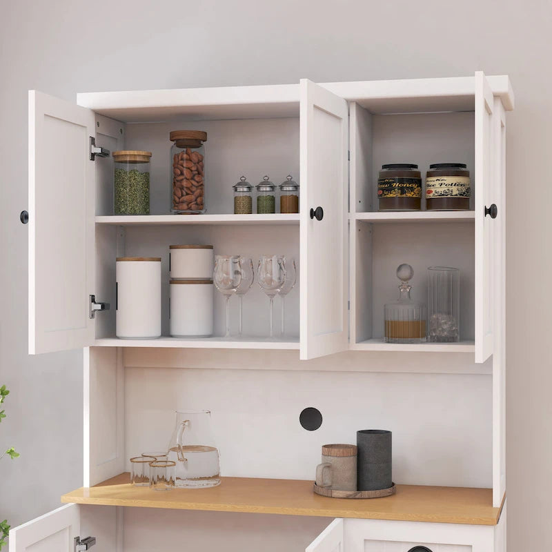 Sideboard Buffet w/Hutch, Kitchen Storage Cabinet w/Adjustable Shelves