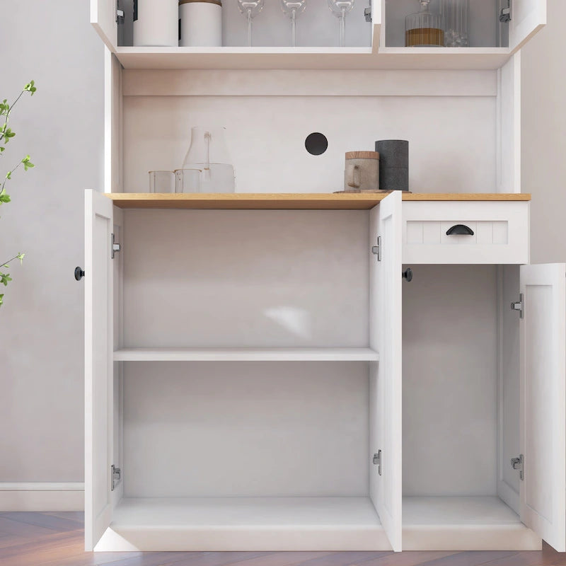 Sideboard Buffet w/Hutch, Kitchen Storage Cabinet w/Adjustable Shelves