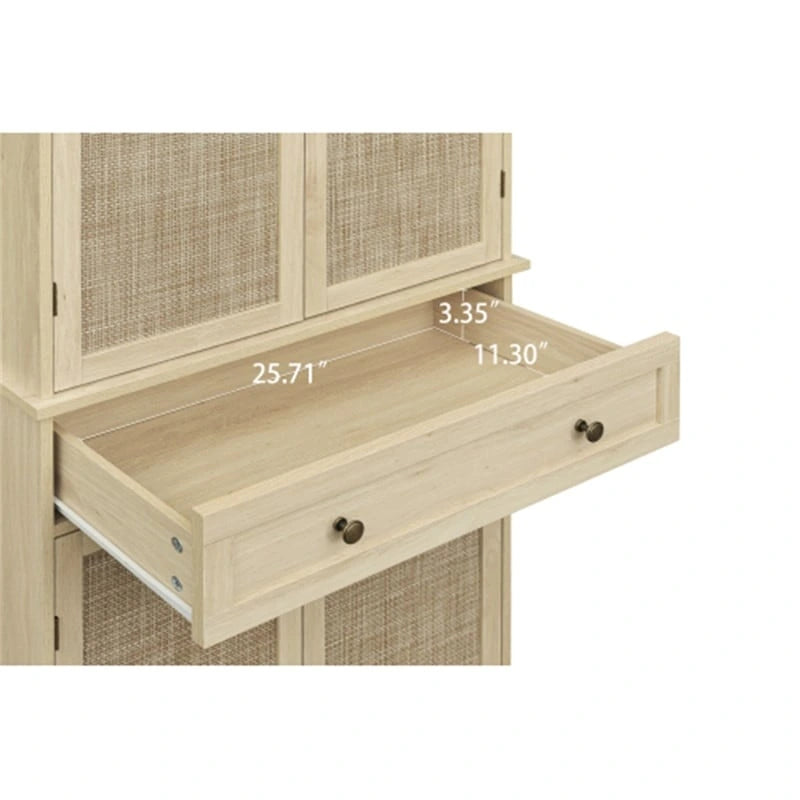 4 Door Cabinet with 1 Drawer, with 4 Adjustable Inner Shelves, Storage Cabinet