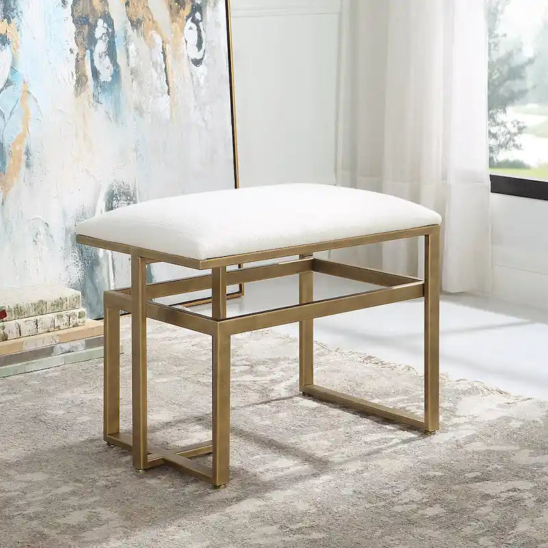 Banc d'appoint moderne en fer et bois – Banc d'entrée de style industriel minimaliste, 25 po L x 19 po H