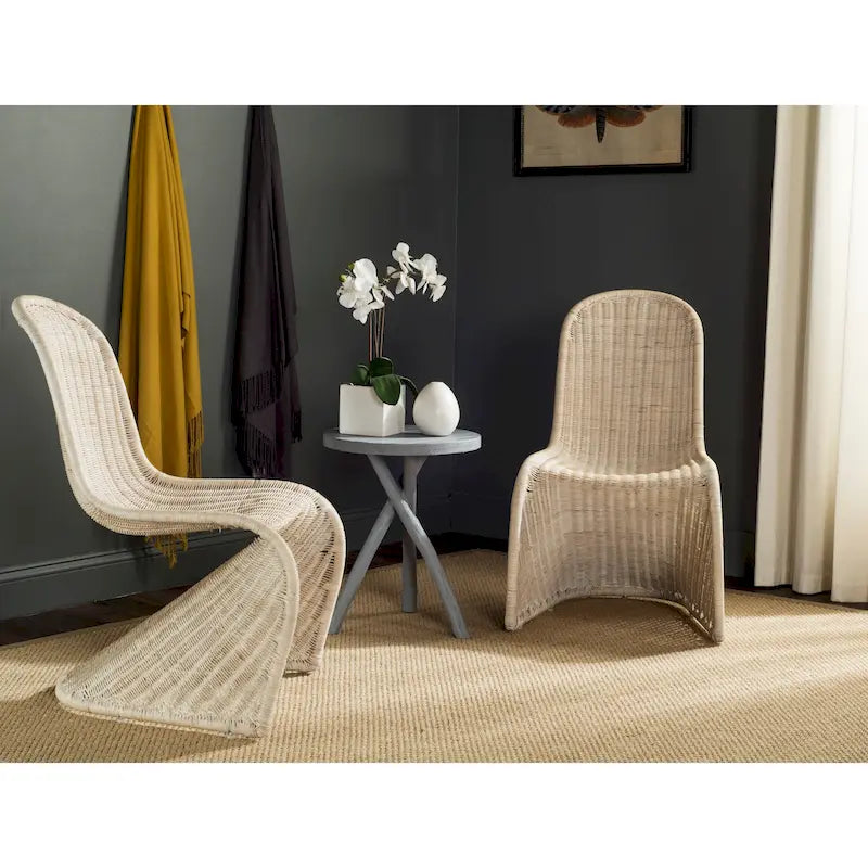 Chaise de salle à manger en osier gris (2) - 19Lx26Px35H