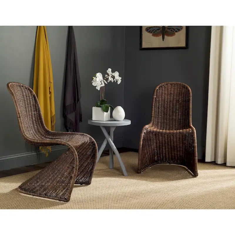 Chaise de salle à manger en osier gris (2) - 19Lx26Px35H