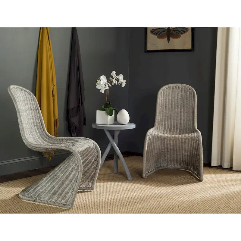 Chaise de salle à manger en osier gris (2) - 19Lx26Px35H