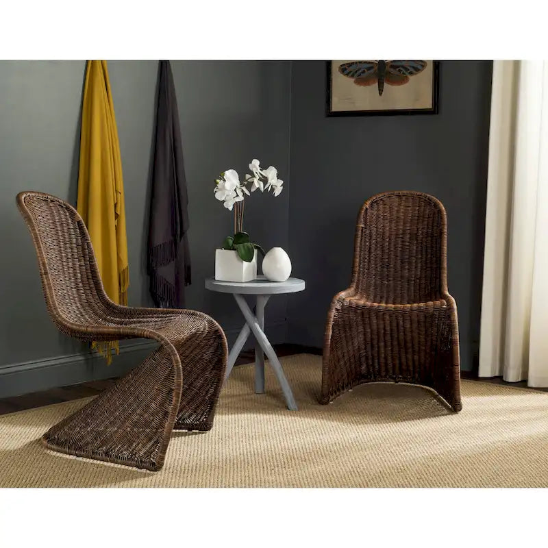 Chaise de salle à manger en osier gris (2) - 19Lx26Px35H