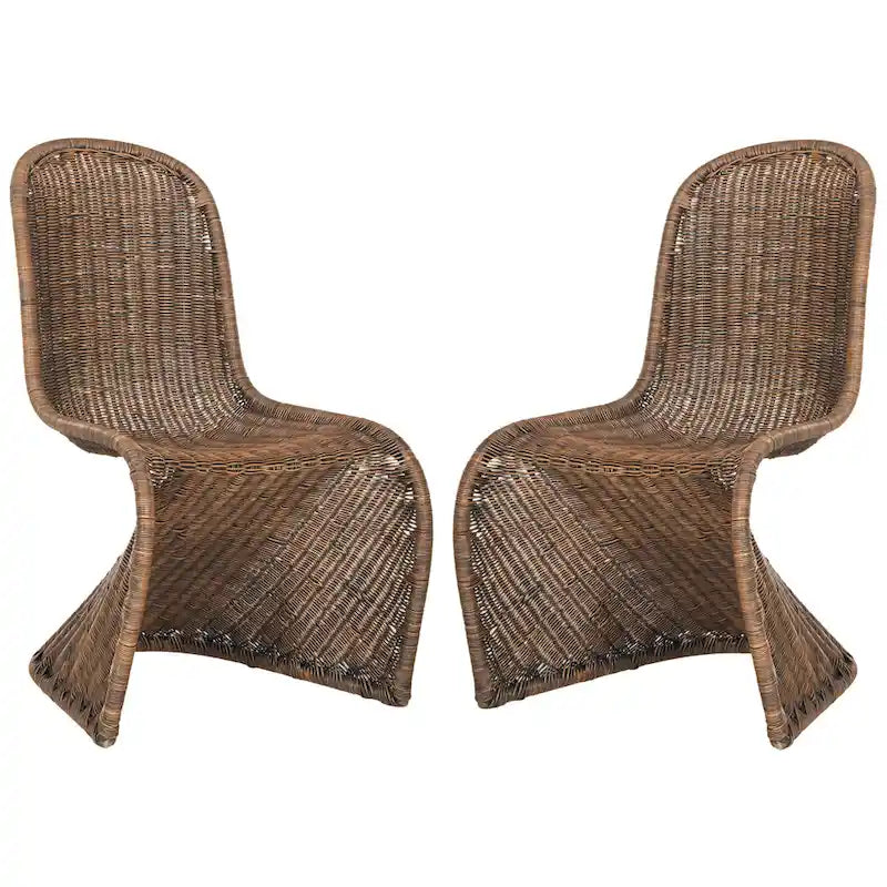 Chaise de salle à manger en osier gris (2) - 19Lx26Px35H