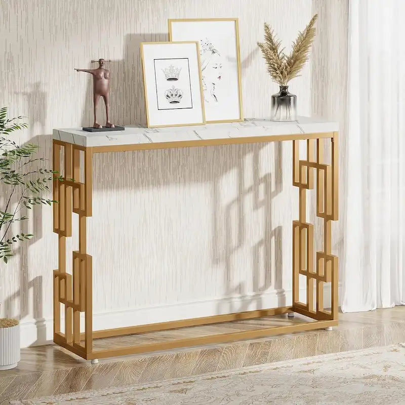 Gold Console Table, Modern 42.5 Sofa Tables Entryway Hallway Table