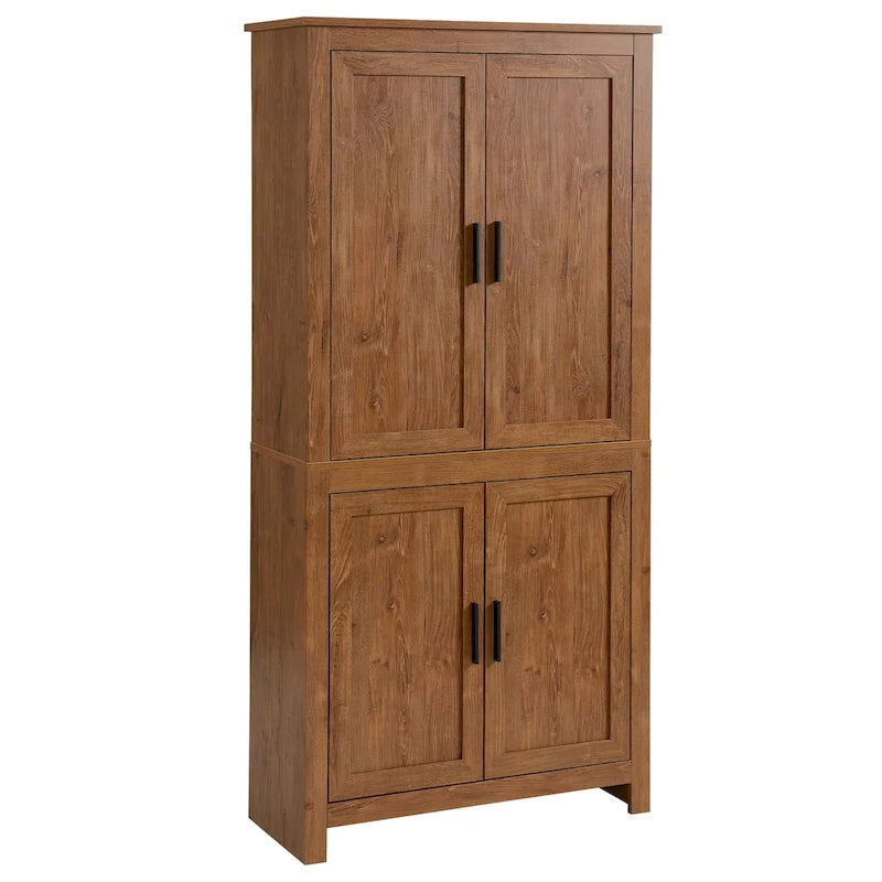 64 4-Door Kitchen Pantry, Freestanding Storage Cabinet with 3 Adjustable Shelves for Kitchen, Dining or Living Room