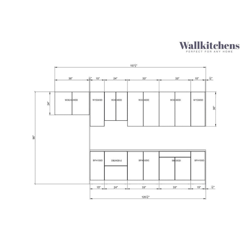 Kitchen Timeless Collection White Matte Color Base Size 13Ft Wide - 157x24