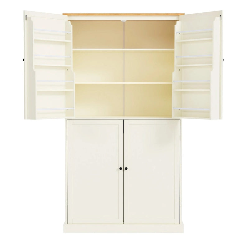Freestanding Kitchen Pantry Large Cupboard Storage Cabinet with 2 Drawers, 2 Adjustable Shelves, 8 Door Shelves