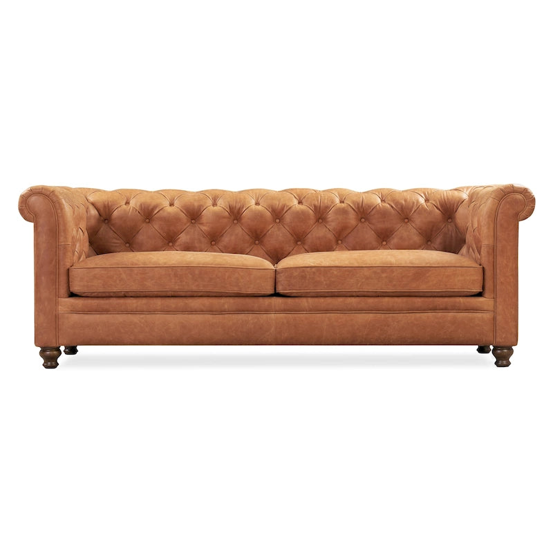 Canapé Lyon 87" en cuir véritable pleine fleur italien – Sièges de luxe haut de gamme pour salon moderne