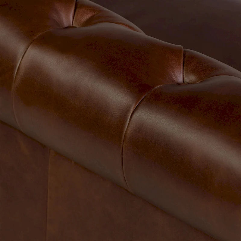 Canapé Lyon 87" en cuir véritable pleine fleur italien – Sièges de luxe haut de gamme pour salon moderne