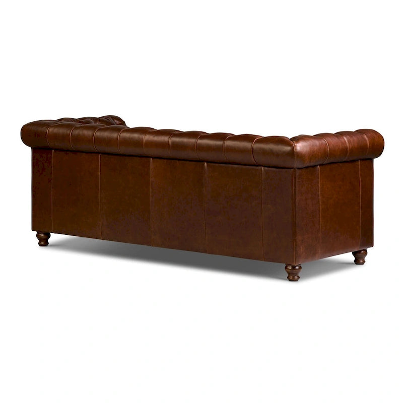Canapé Lyon 87" en cuir véritable pleine fleur italien – Sièges de luxe haut de gamme pour salon moderne