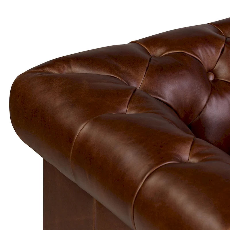 Canapé Lyon 87" en cuir véritable pleine fleur italien – Sièges de luxe haut de gamme pour salon moderne