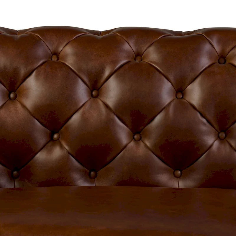 Canapé Lyon 87" en cuir véritable pleine fleur italien – Sièges de luxe haut de gamme pour salon moderne