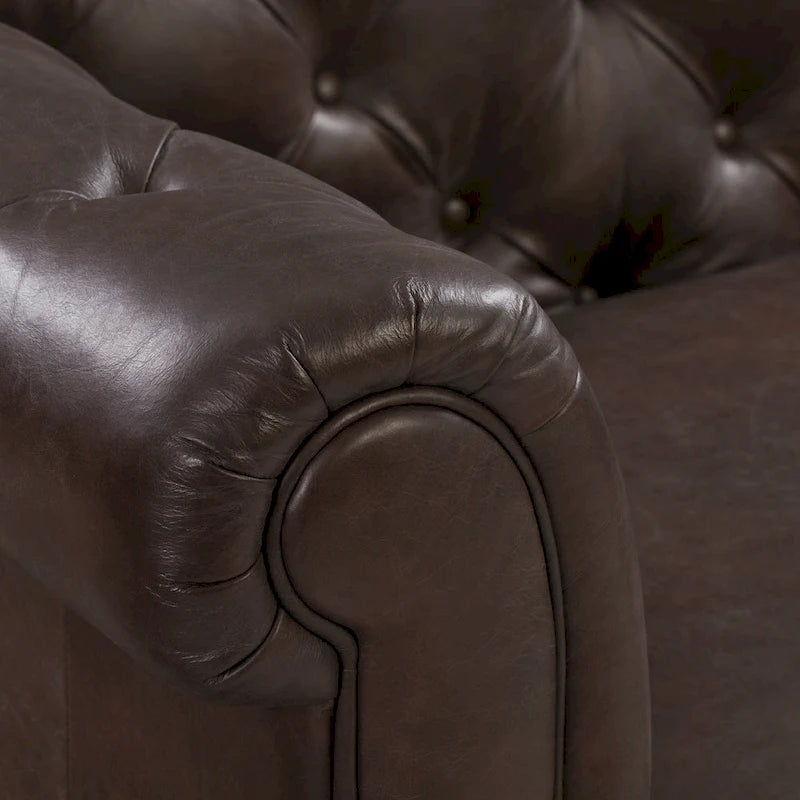 Canapé Lyon 87" en cuir véritable pleine fleur italien – Sièges de luxe haut de gamme pour salon moderne