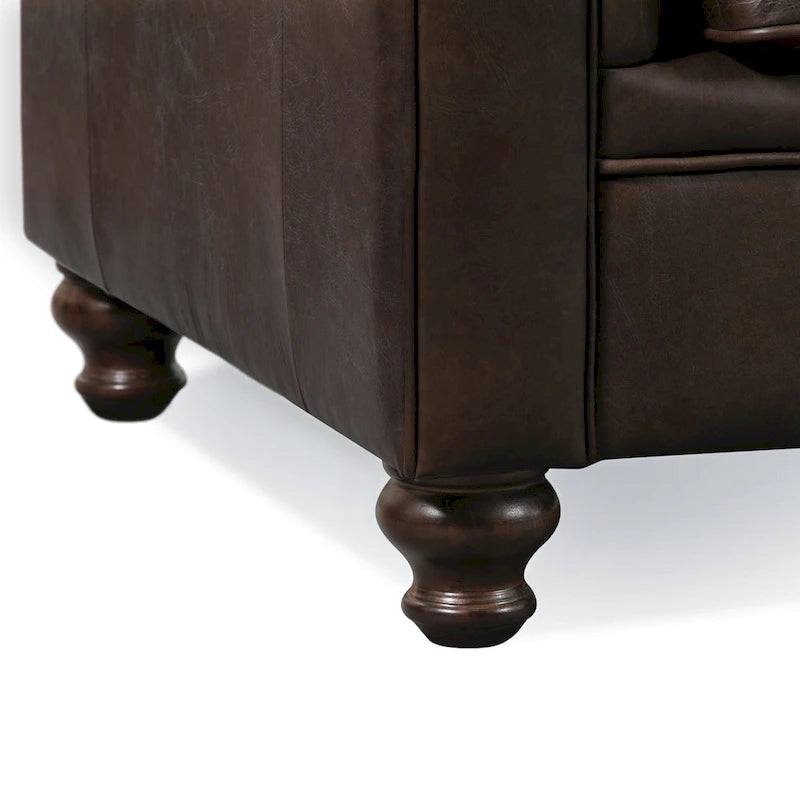 Canapé Lyon 87" en cuir véritable pleine fleur italien – Sièges de luxe haut de gamme pour salon moderne