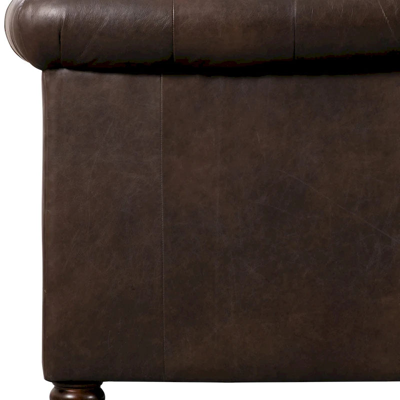 Canapé Lyon 87" en cuir véritable pleine fleur italien – Sièges de luxe haut de gamme pour salon moderne
