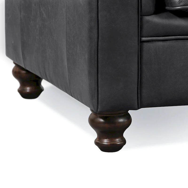 Canapé Lyon 87" en cuir véritable pleine fleur italien – Sièges de luxe haut de gamme pour salon moderne