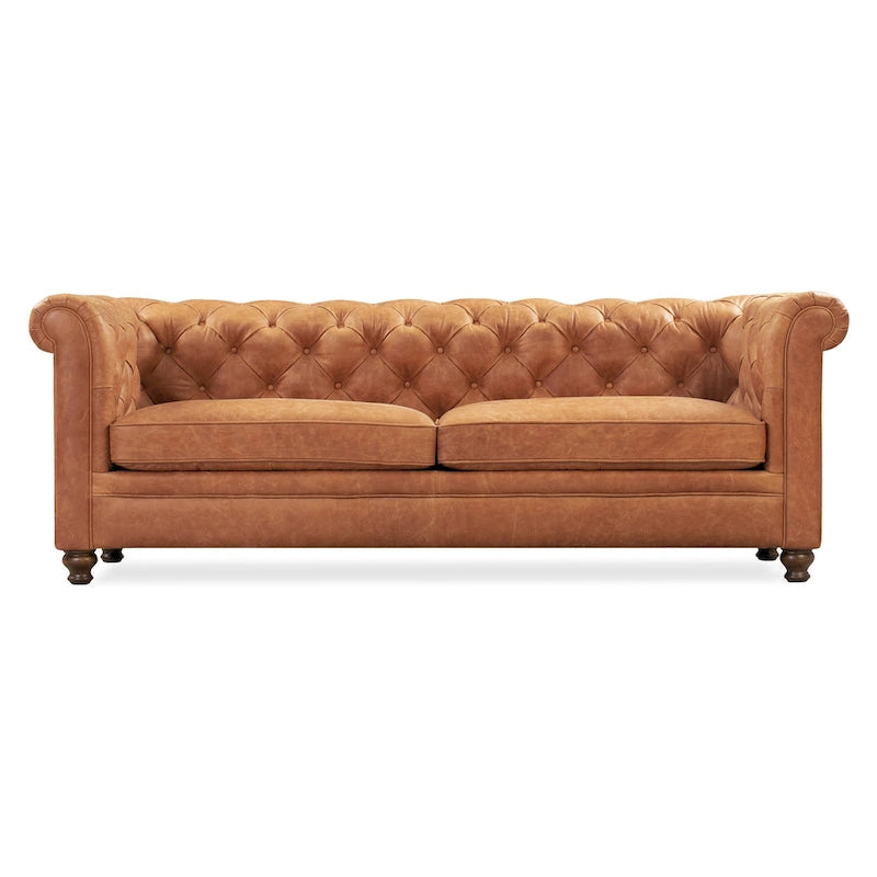 Canapé Lyon 87" en cuir véritable pleine fleur italien – Sièges de luxe haut de gamme pour salon moderne