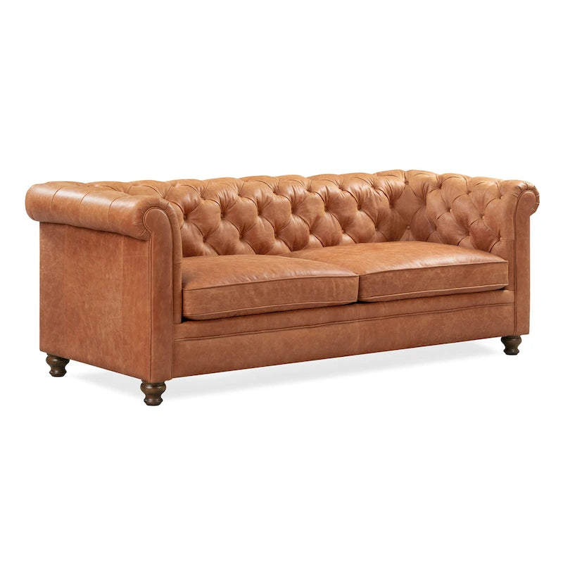 Canapé Lyon 87" en cuir véritable pleine fleur italien – Sièges de luxe haut de gamme pour salon moderne