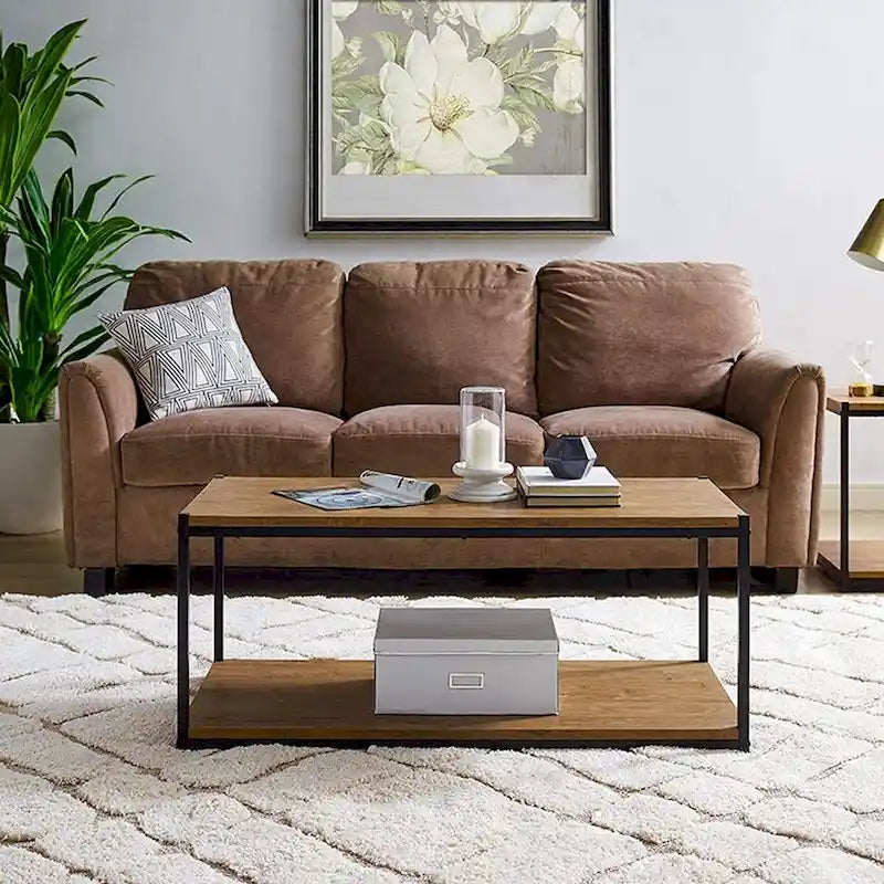 Caffoz Tall Center Table Coffee Table with Storage Shelf