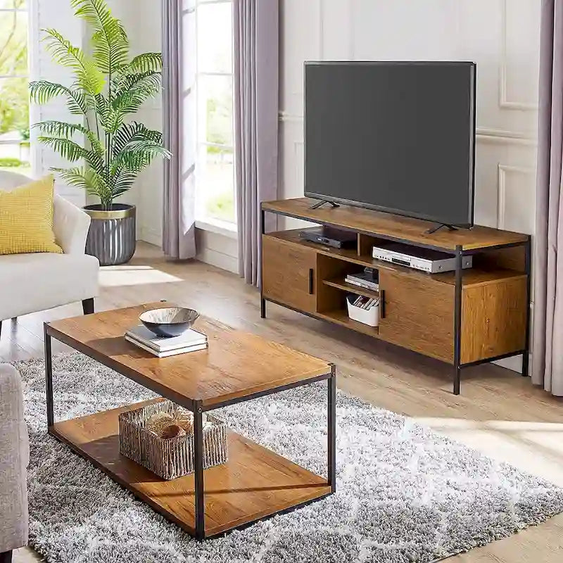 Table basse haute avec étagère de rangement