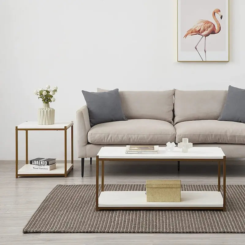 Table basse haute avec étagère de rangement