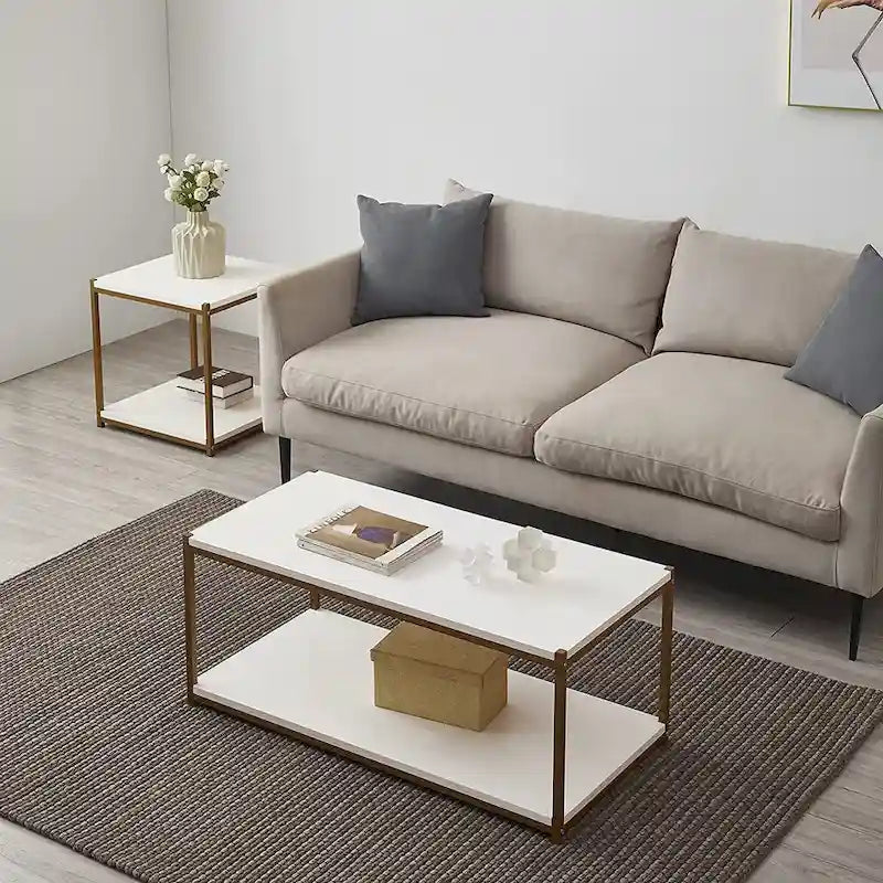 Table basse haute avec étagère de rangement