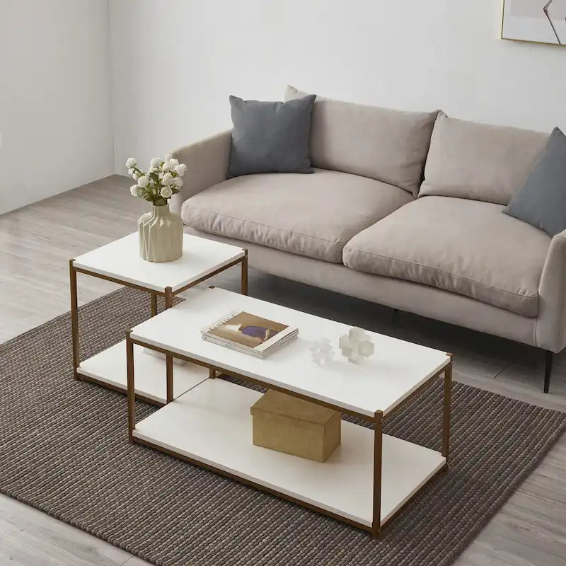 Table basse haute avec étagère de rangement