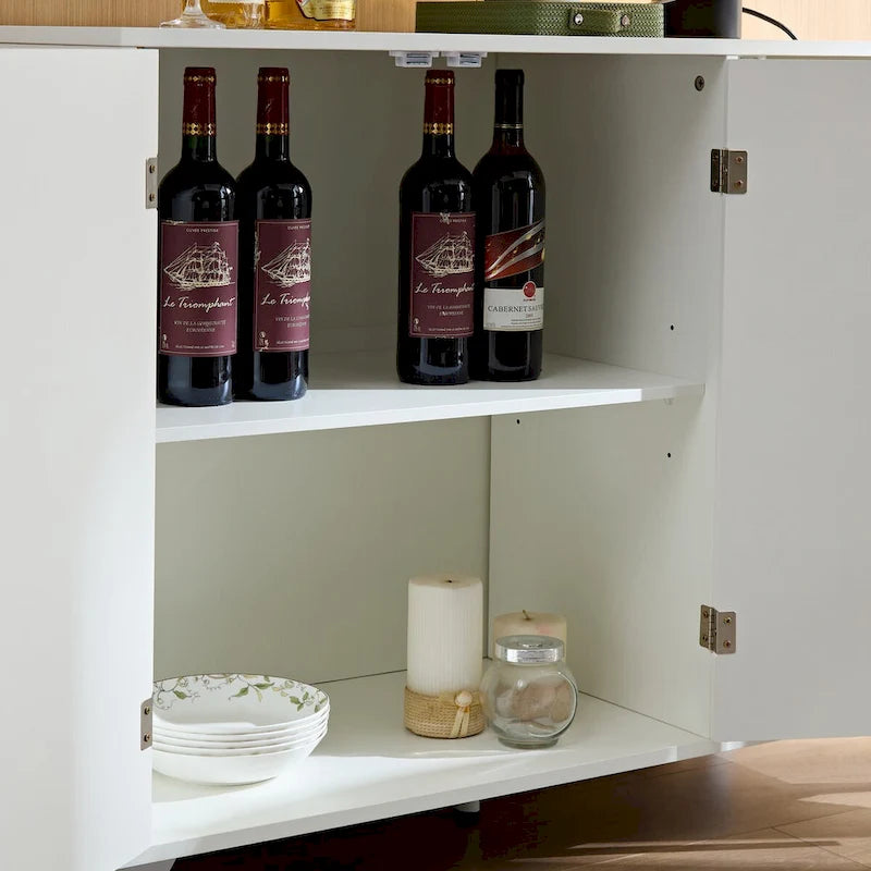 Modern Wavy Texture Sideboard Buffet Cabinet with 3 Doors