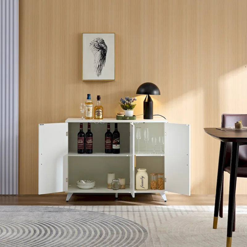 Modern Wavy Texture Sideboard Buffet Cabinet with 3 Doors
