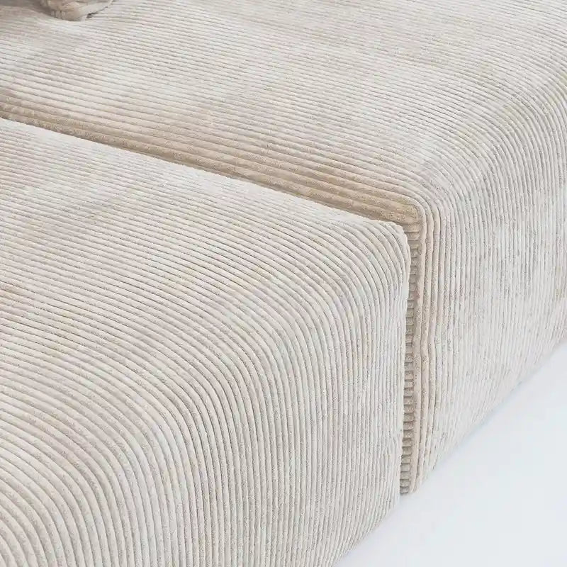 Canapé profond en velours côtelé confortable avec pieds en bois et 4 coussins