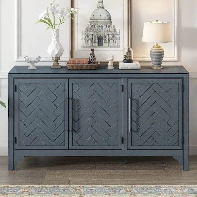 Designed Storage Cabinet Sideboard with MDF+Pine veneer, Adjustable Shelves, Suitable