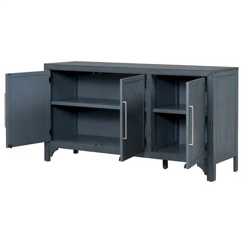 Designed Storage Cabinet Sideboard with MDF+Pine veneer, Adjustable Shelves, Suitable