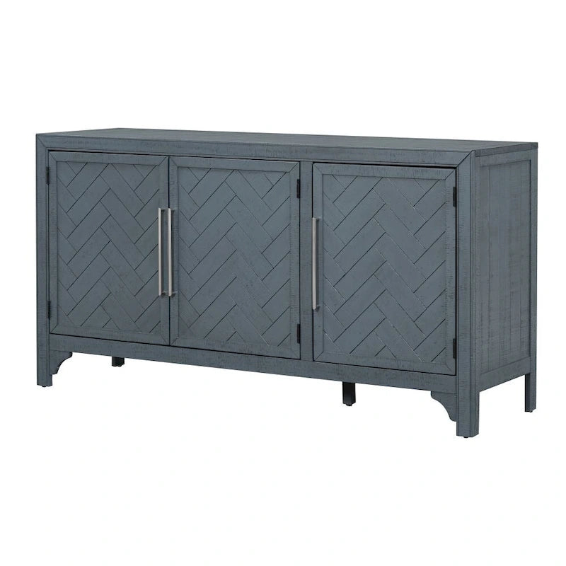 Designed Storage Cabinet Sideboard with MDF+Pine veneer, Adjustable Shelves, Suitable
