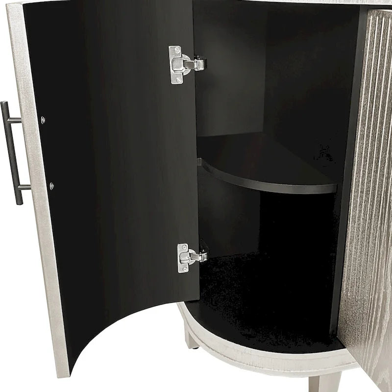 Modern Curved Sideboard Storage Cabinet Wooden Cabinet with 4 Doors and Adjustable Shelves