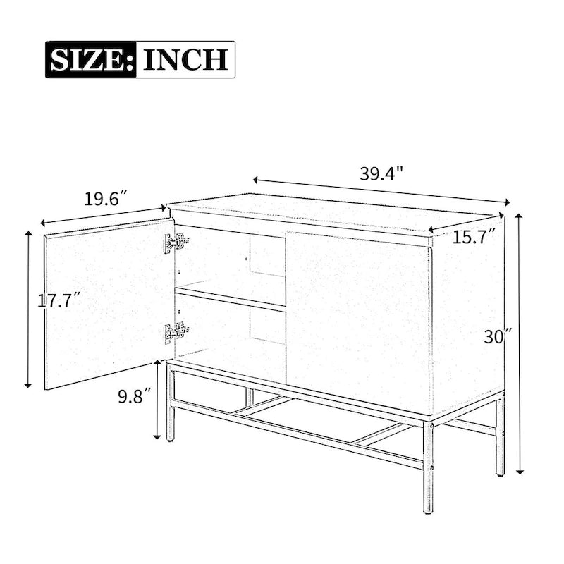 Minimalist Sideboard,Luxury Buffet Cabinet with Gold Metal Legs and Adjustable Shelves,Console Table for Living Room