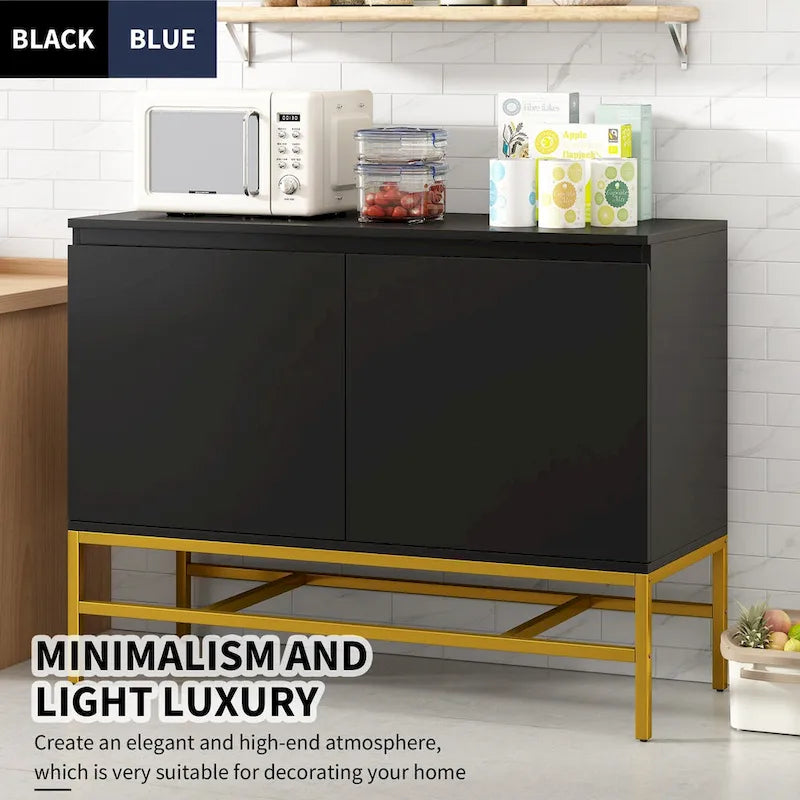Minimalist Sideboard,Luxury Buffet Cabinet with Gold Metal Legs and Adjustable Shelves,Console Table for Living Room